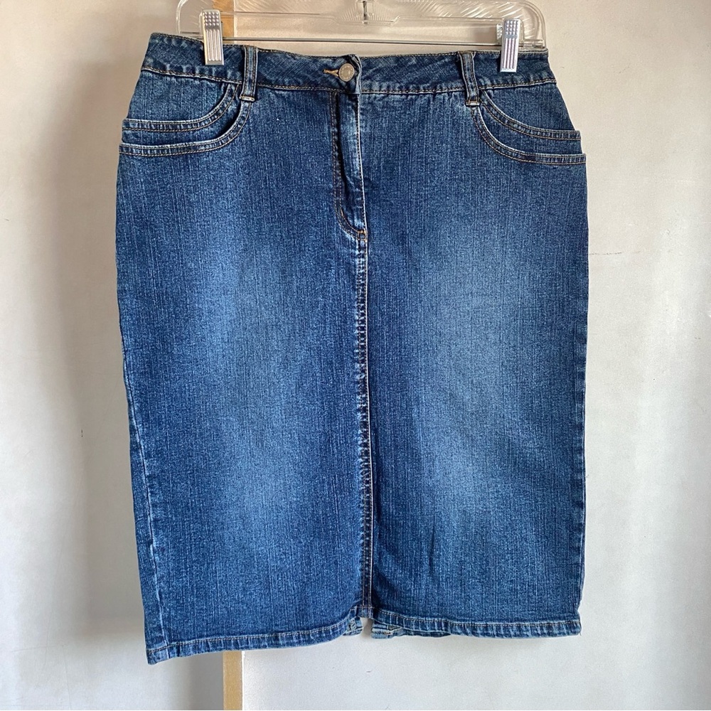 Newport News Blue Denim Pencil Skirt
